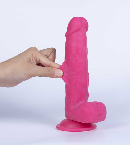 Real Skin Mr. Pink 7.5" Dual Layer Dildo - Waterproof, Suction Cup, Pink