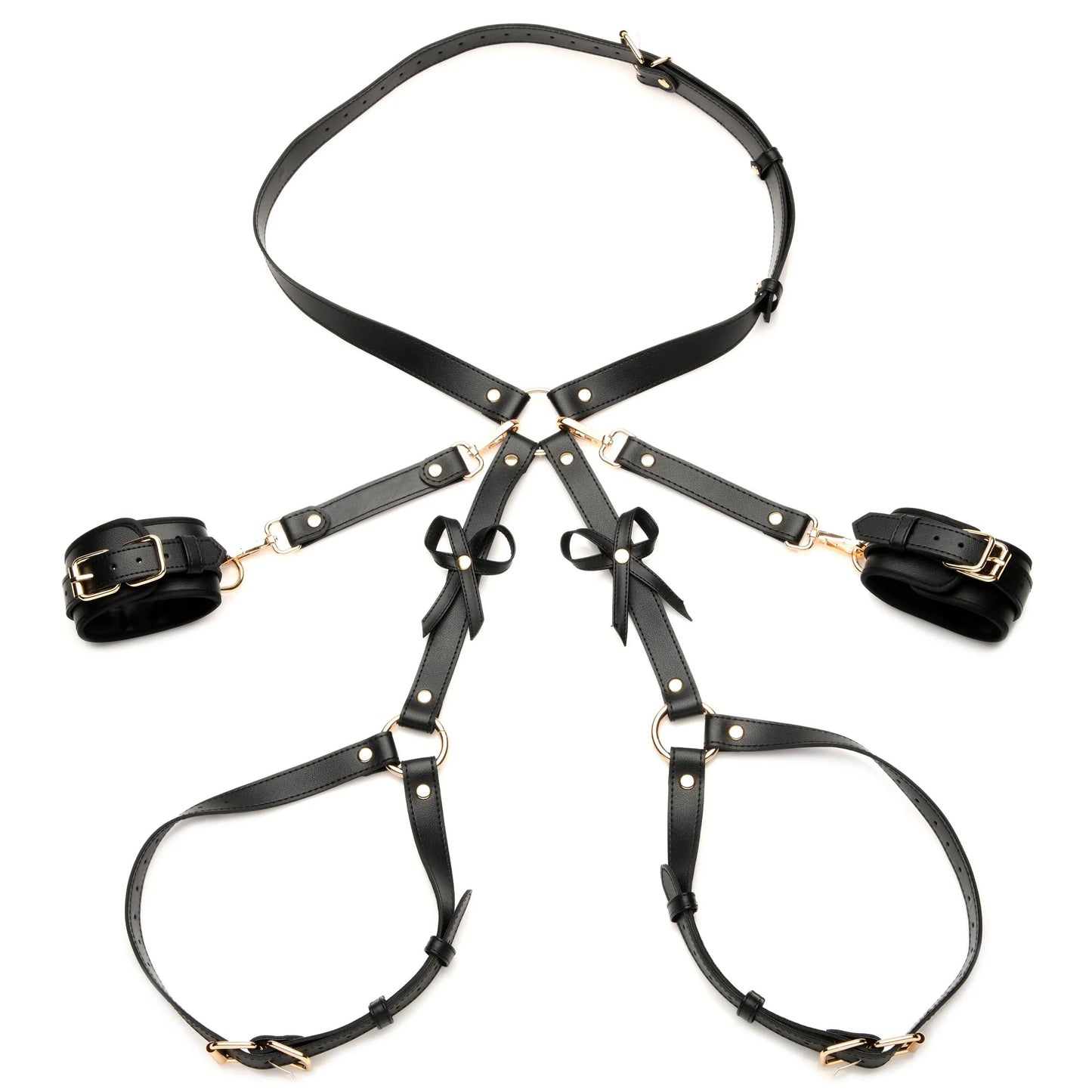 XR Brands Bondage Harness with Bows - Medium/Large - Black