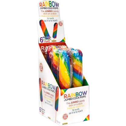 Hott Products Jumbo Rainbow Cock Pops – 6 Piece Display