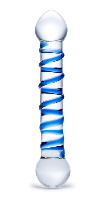 Electric Novelties 6.5 Inch Spiral Dildo – Blue – Borosilicate Glass