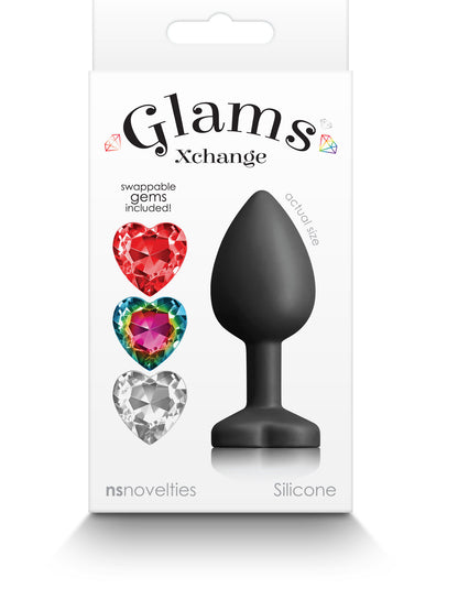 Glams Xchange Heart - Small Accessory with Interchangeable Gems - Black