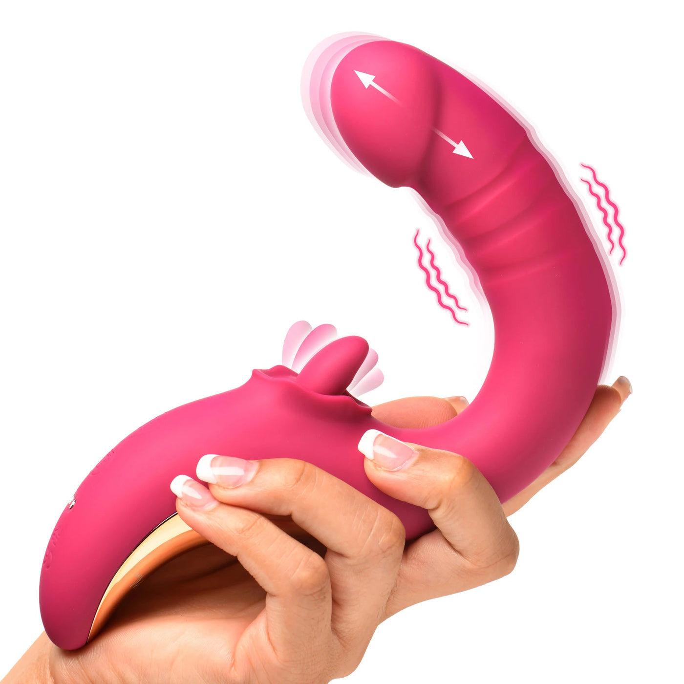 Tease and Please Thrusting and Licking Vibrator – Fuchsia