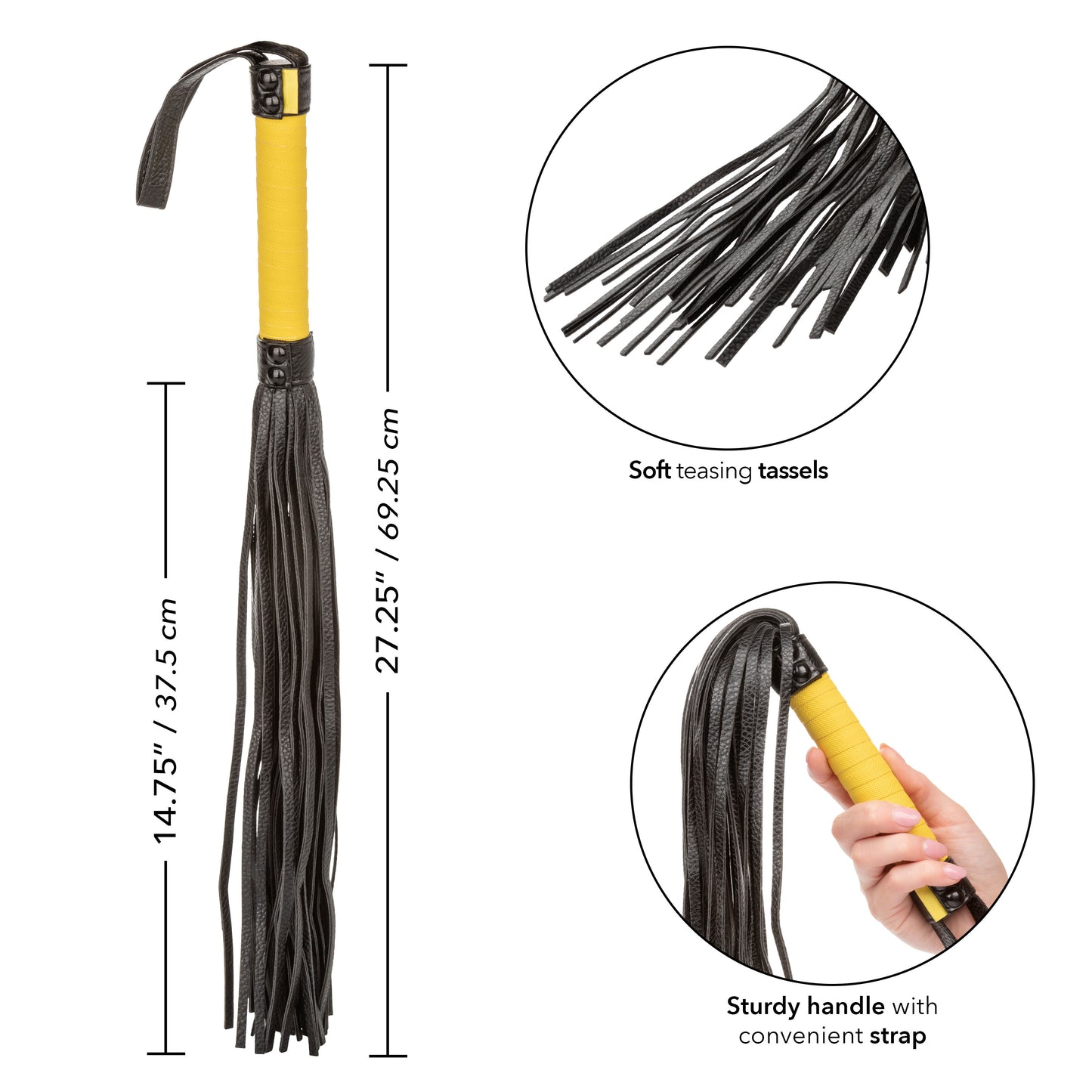 CalExotics Boundless Flogger – Black – Vegan Leather Hand Whip