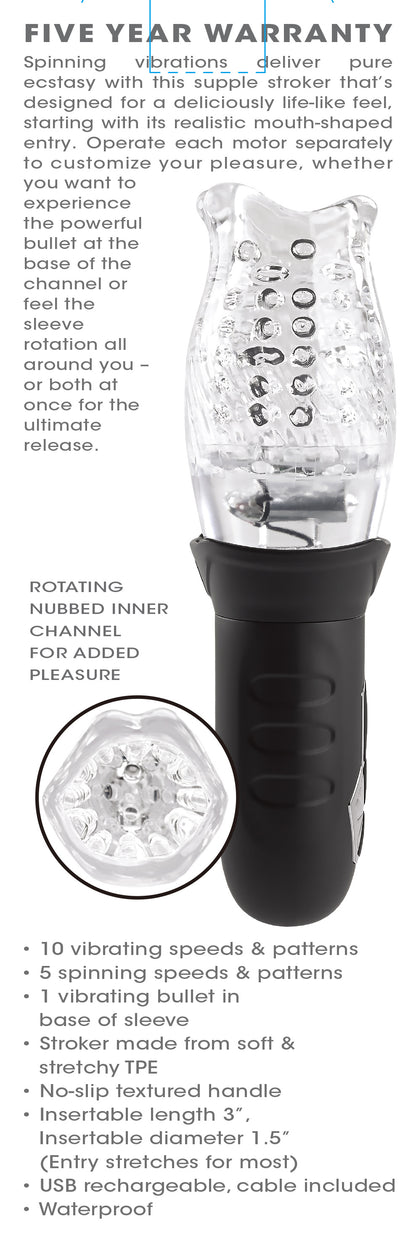 Evolved Novelties Cyclone Rechargeable Spinning Stroker – Clear/Black