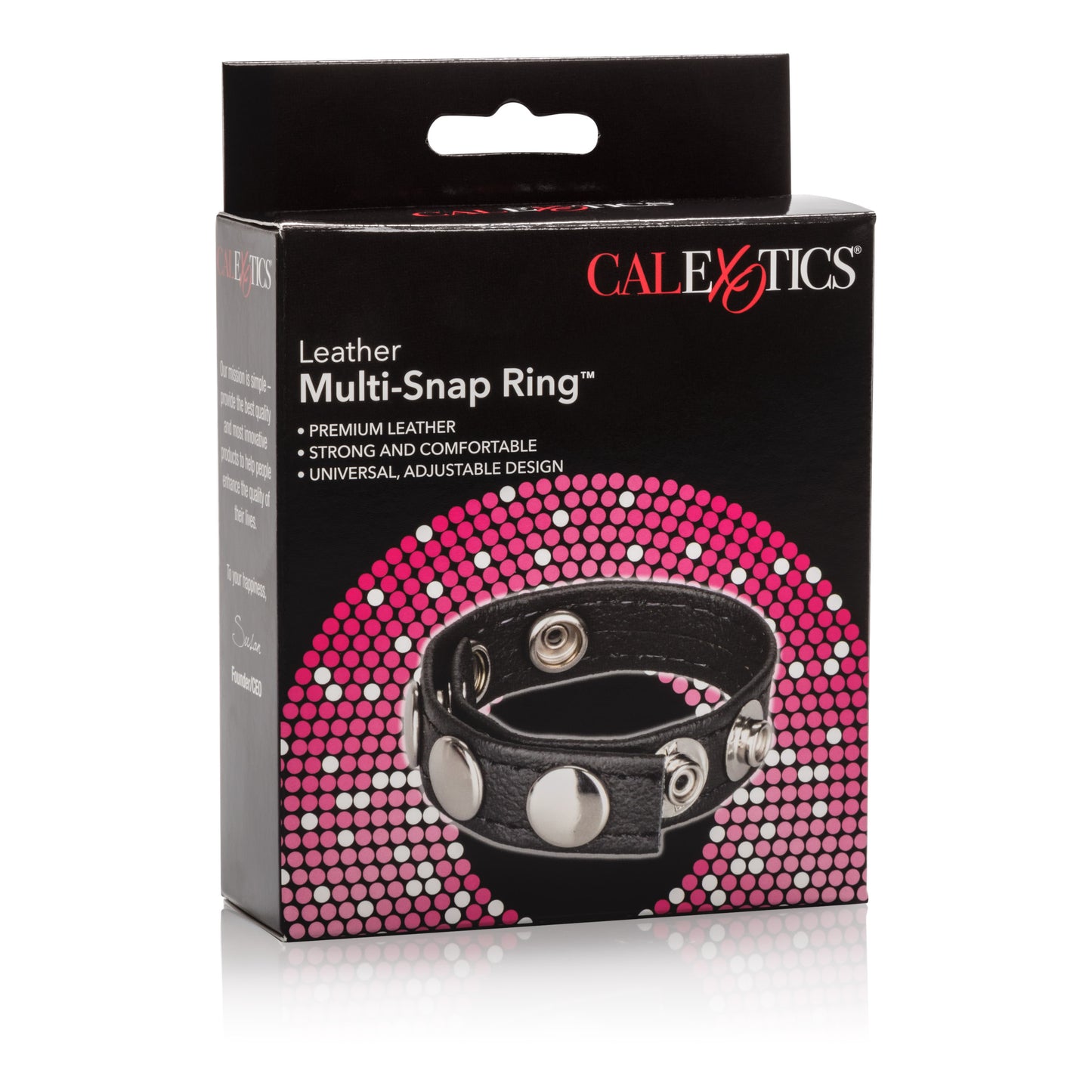 CalExotics Leather Multi-Snap Ring – Adjustable Black Leather Erection Enhancer