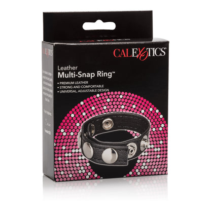 CalExotics Leather Multi-Snap Ring – Adjustable Black Leather Erection Enhancer