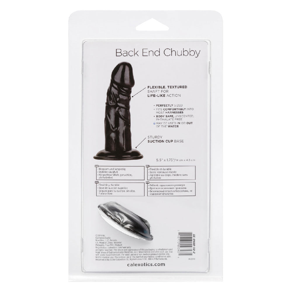 CalExotics Back End Chubby Realistic Dong with Suction Cup Base - Black