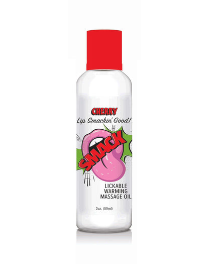 Little Genie Smack Warming and Lickable Massage Oil - Cherry 2 Oz