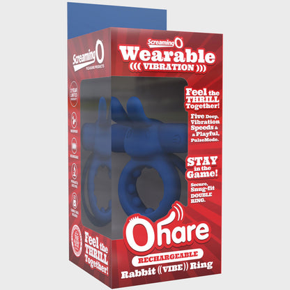 Screaming O Ohare Rechargeable Bullet with Rabbit Ears – Blue