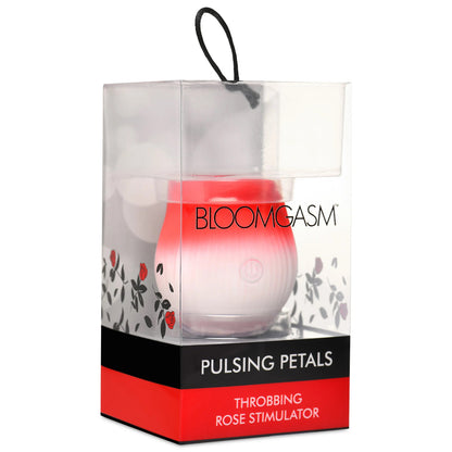 XR Brands Pulsing Petals Throbbing Rose Stimulator – Red – Waterproof, Rechargeable, Multi-Function