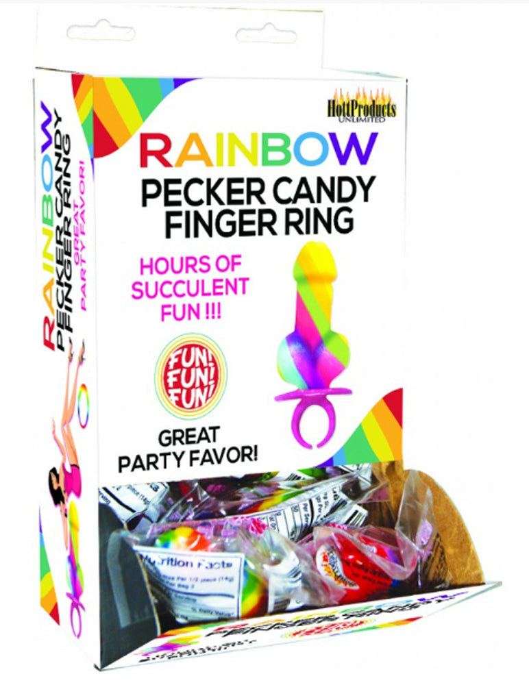 Hott Products Rainbow Cock Ring Pop - 12 Piece Display - Multi-Color