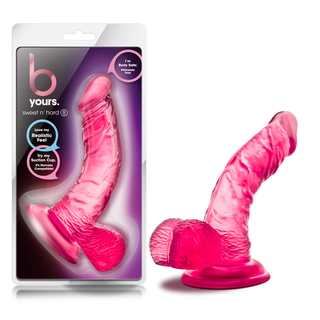 Blush B Yours Sweet n' Hard 8 Dong with Suction Cup – Pink