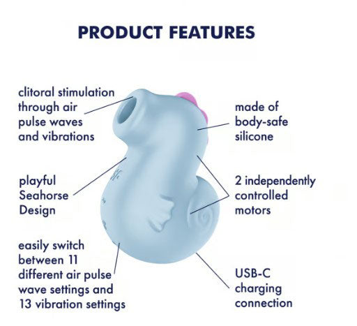 Satisfyer Sea Pony Air Pulse Vibrator – Baby Blue