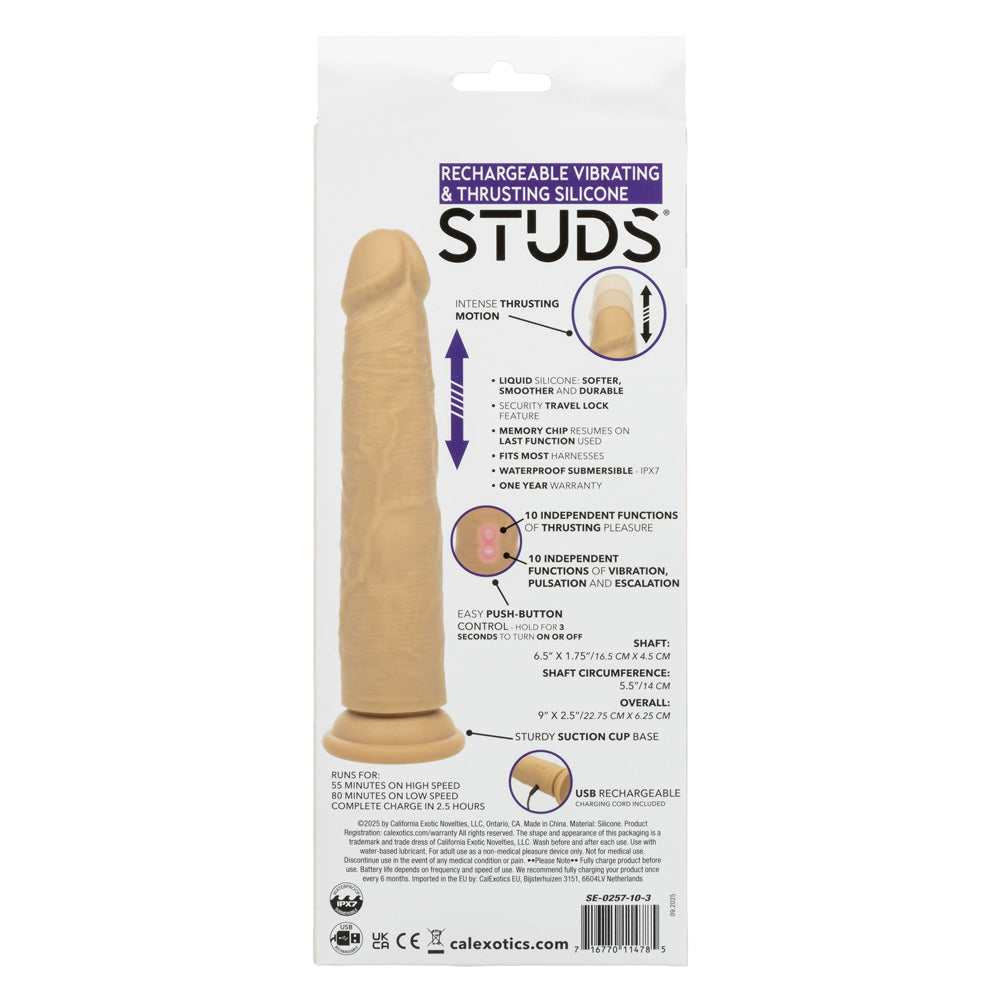 CalExotics Rechargeable Vibrating and Thrusting Silicone Stud - Ivory