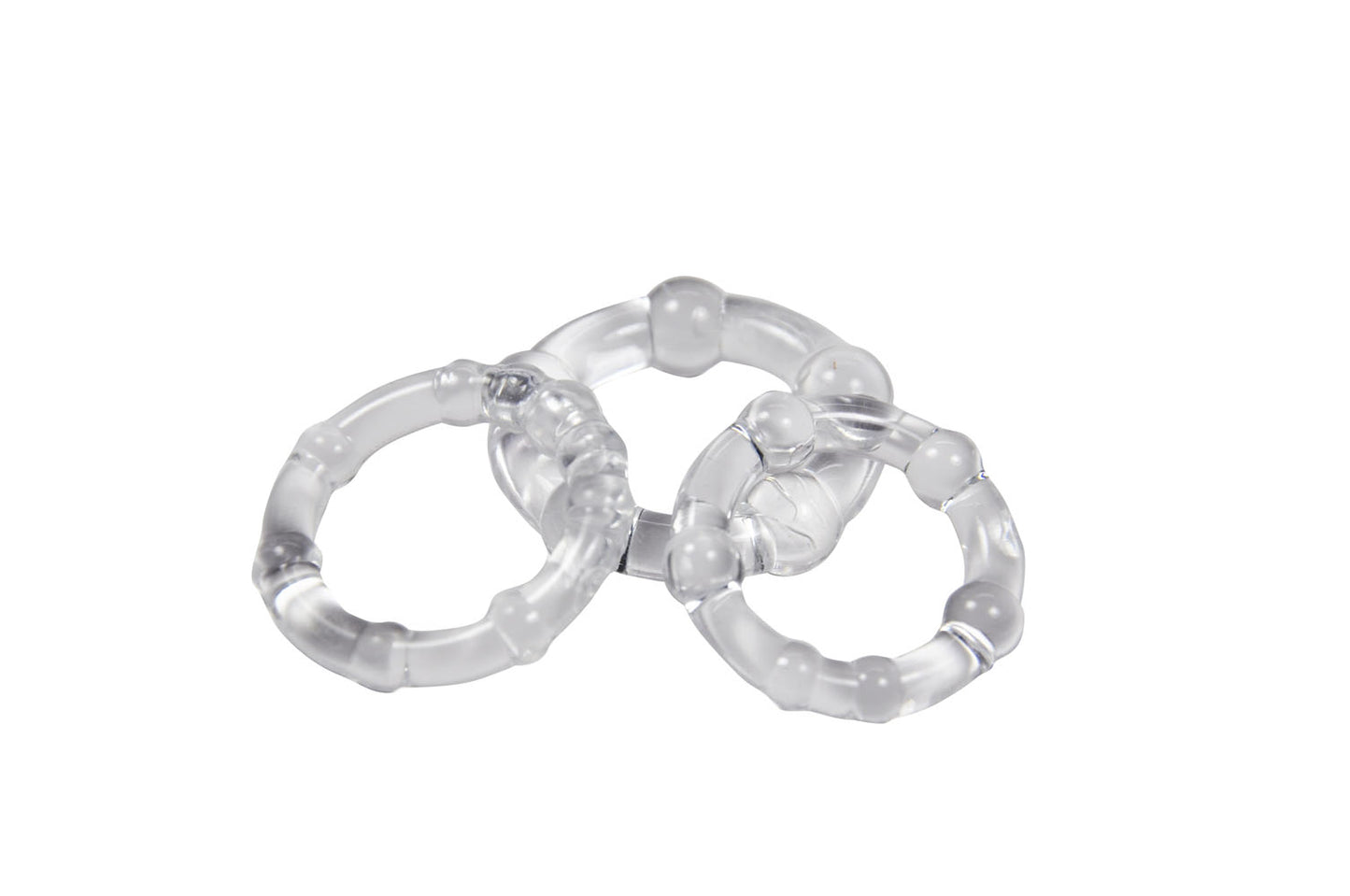 Cloud 9 Novelties Beaded Cockring Combo Pack - Clear - 3 Sizes