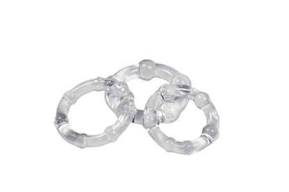 Cloud 9 Novelties Beaded Cockring Combo Pack - Clear - 3 Sizes