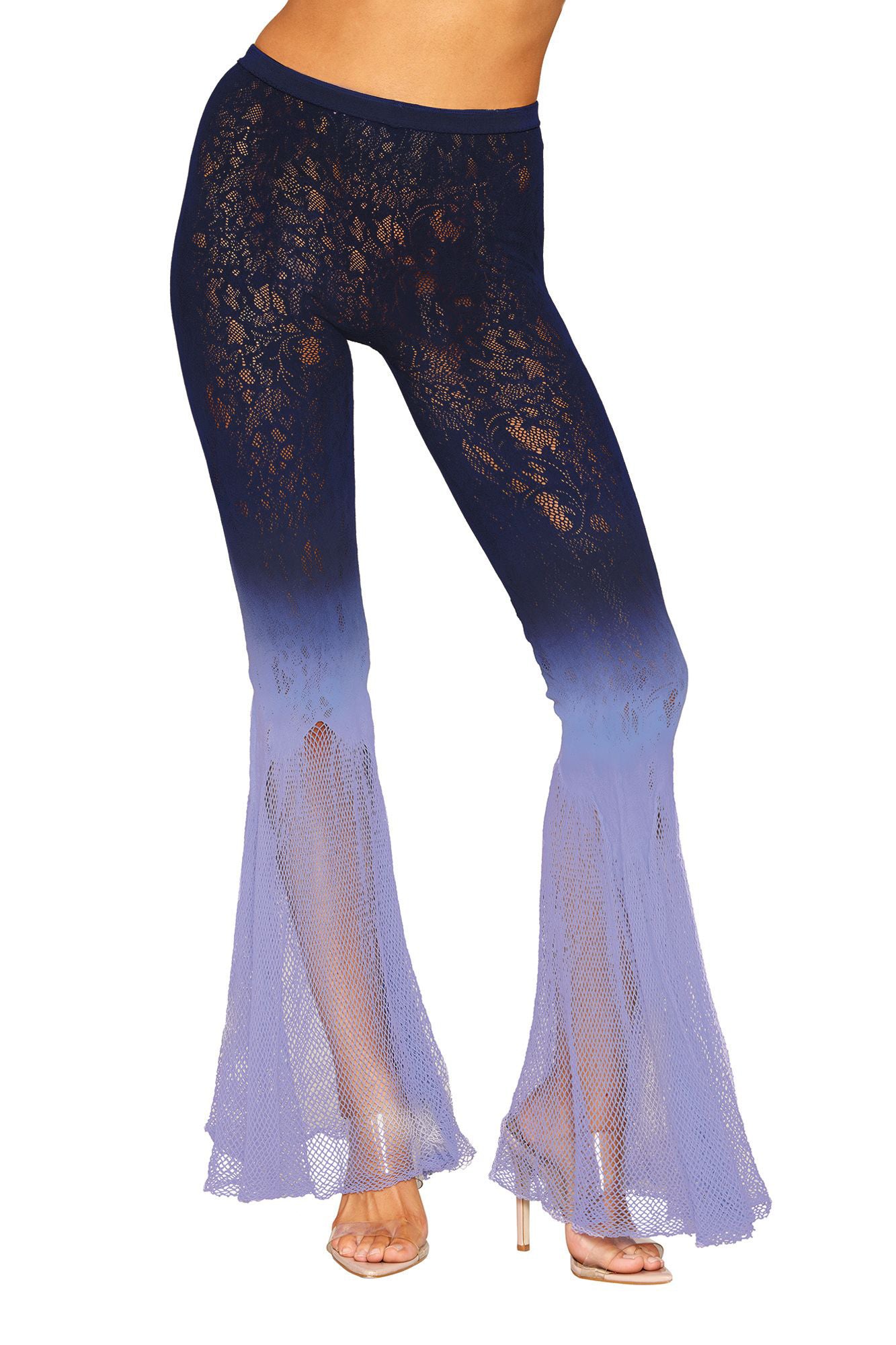 Dreamgirl Flair Leg Pantyhose - Seamless Fishnet Design - Denim/Hydrangea
