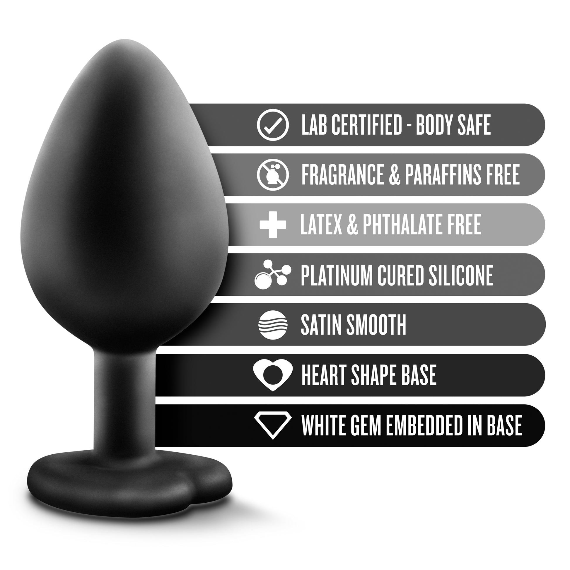 Temptasia Bling Plug - Medium Anal Plug with Flared Base - Black