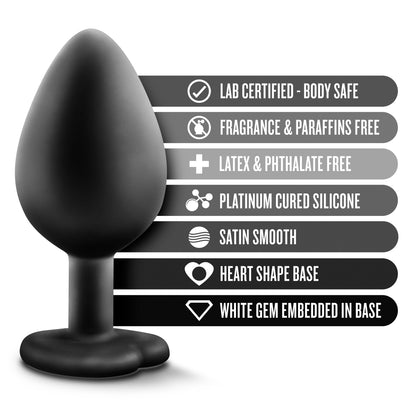 Temptasia Bling Plug - Medium Anal Plug with Flared Base - Black