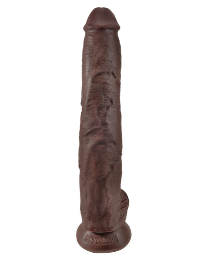King Cock 14 Inch Cock With Balls - Realistic Brown Dildo with Suction Cup