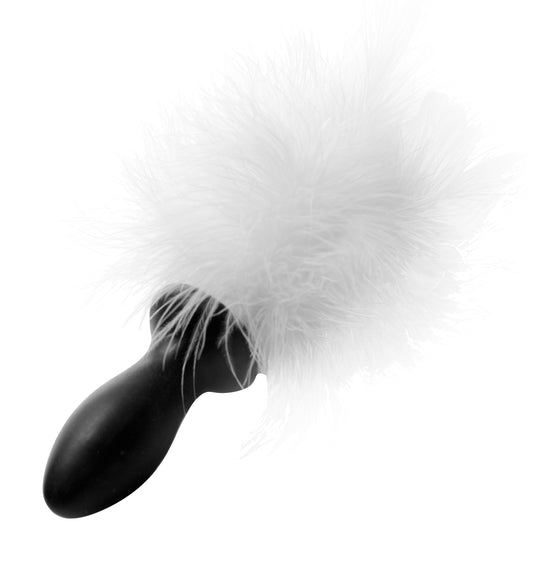 XR Brands Bunny Tail Anal Plug – Ergonomic Silicone Plug with Faux Fur – White