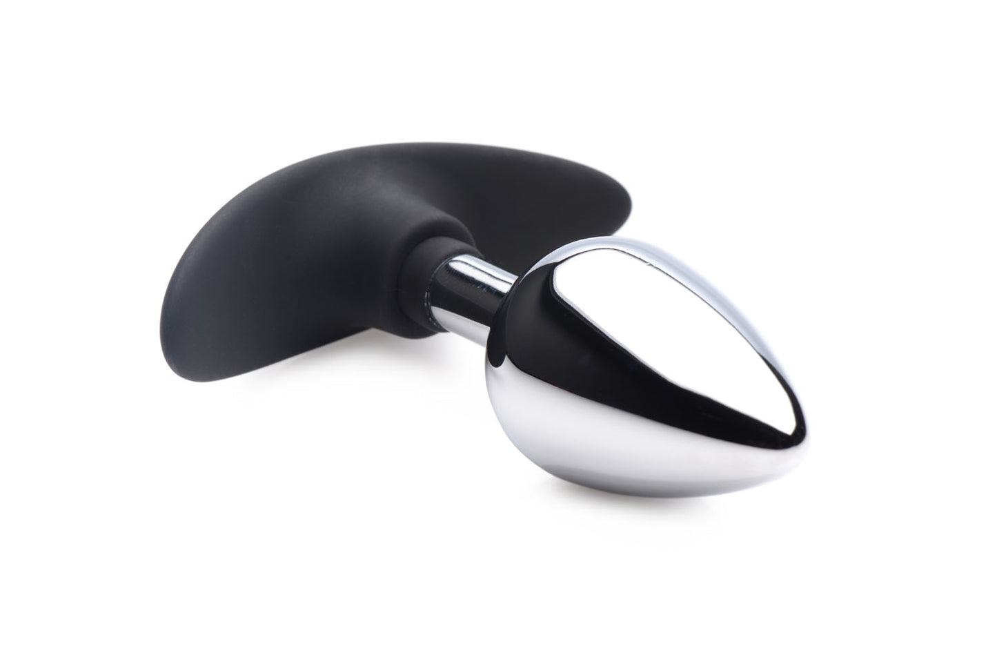 XR Brands Dark Invader Medium Metal and Silicone Anal Plug - Silver