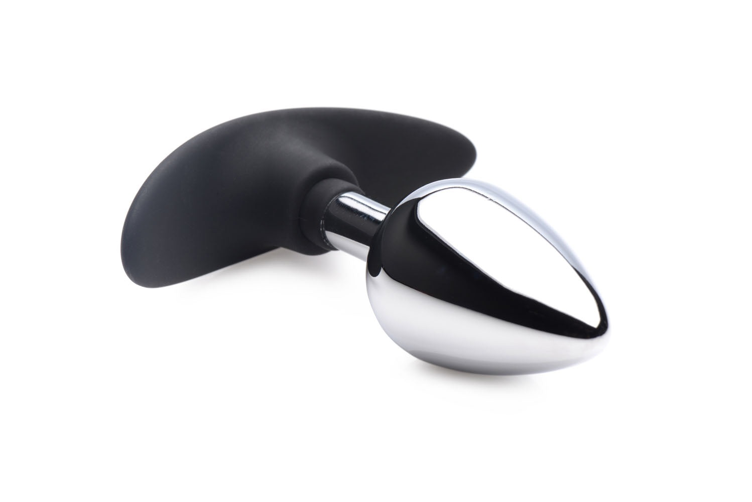 XR Brands Dark Invader Medium Metal and Silicone Anal Plug - Silver