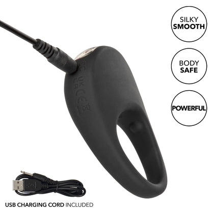CalExotics Silicone Rechargeable Pleasure Ring - Vibrating Couples Enhancer - Black