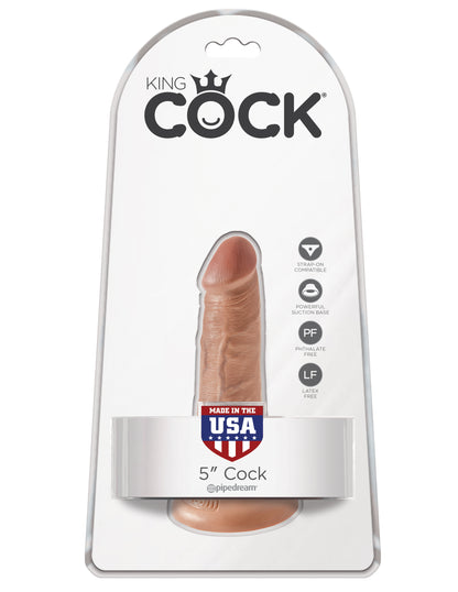 King Cock 5 Inch Cock - Realistic Tan Dildo with Suction Cup Base