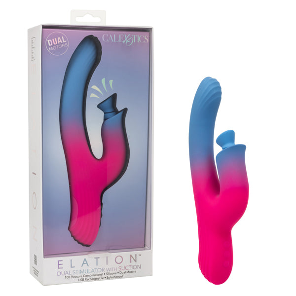 CalExotics Elation Dual Stimulator with Suction – Multi-Function, Waterproof, Rechargeable