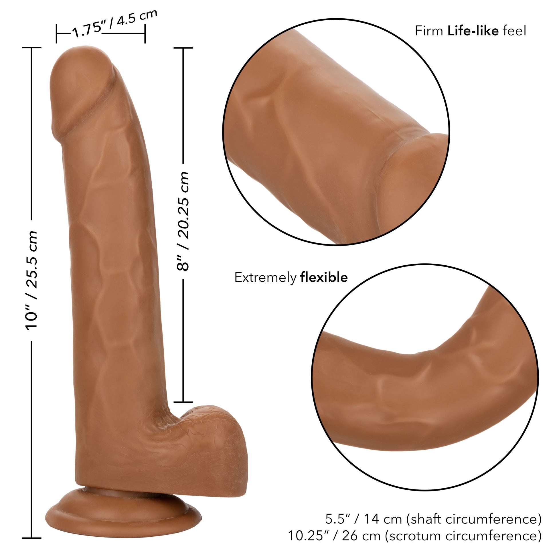CalExotics 8-Inch Size Queen Dong – Realistic, Waterproof, Brown