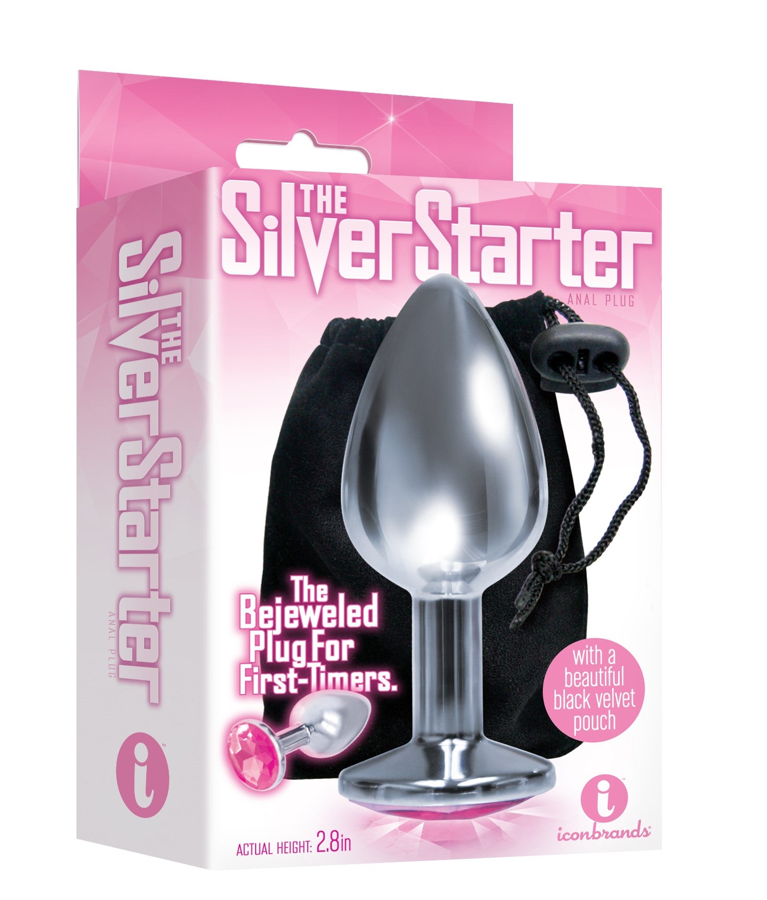 Icon Brands The 9's Silver Starter Bejeweled Stainless Steel Plug - Pink