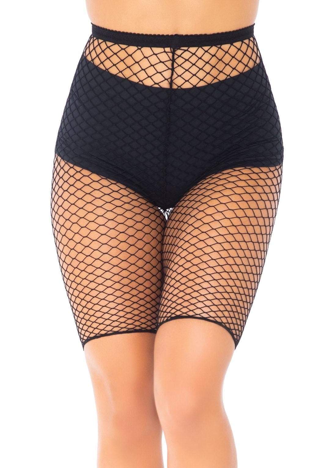 Leg Avenue Industrial Fishnet Biker Shorts - High Waist - Black