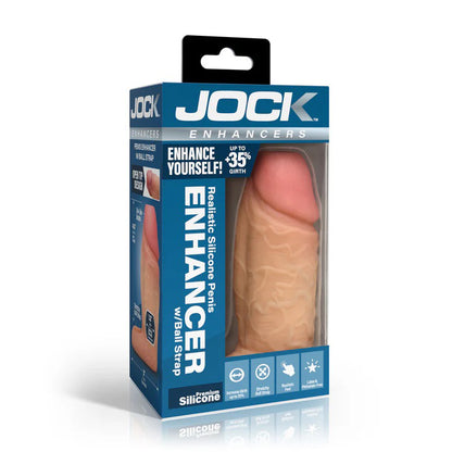 Curve Toys Jock Silicone Penis Extension Sleeve - Beige - Realistic Design with Ball Strap