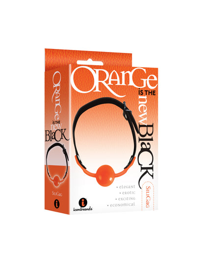 Icon Brands Orange Is the New Black Siligag – Silicone Ball Gag with Faux Leather Straps – Orange