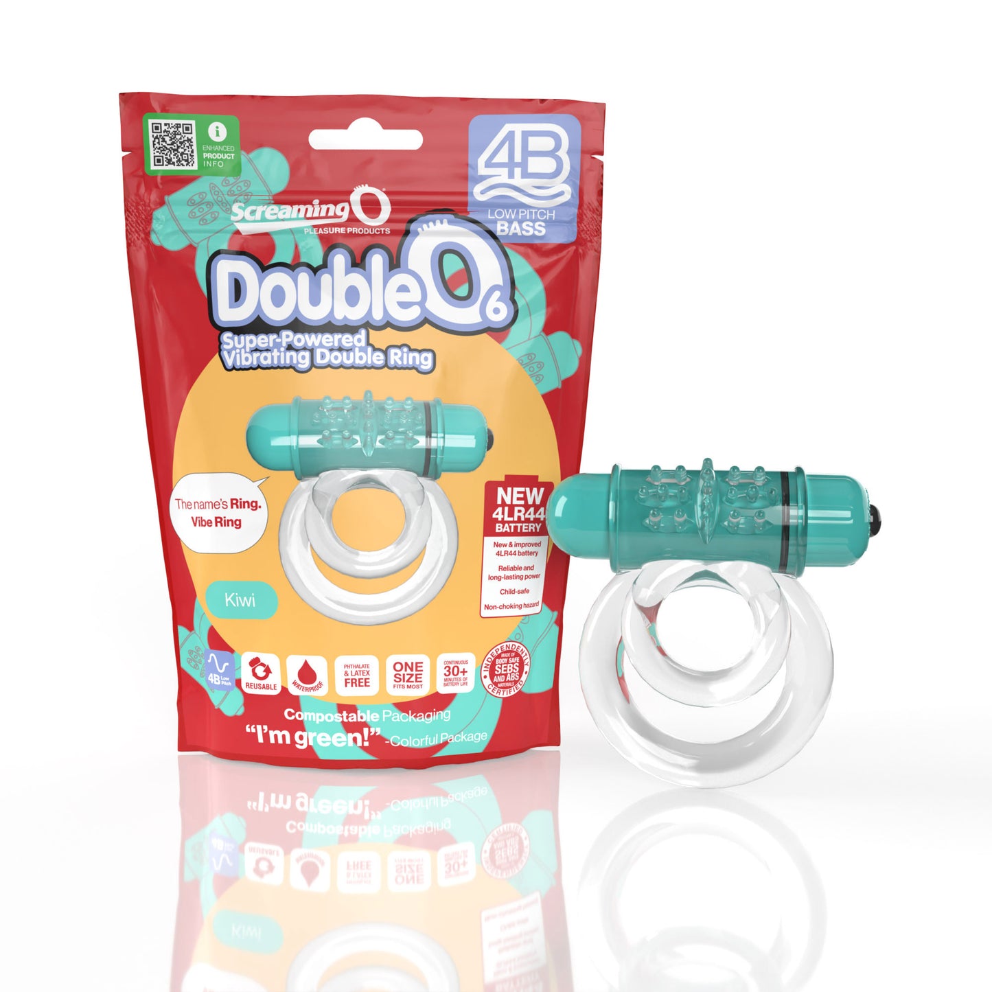 Screaming O Double O Super Powered Vibrating Double Ring – Kiwi