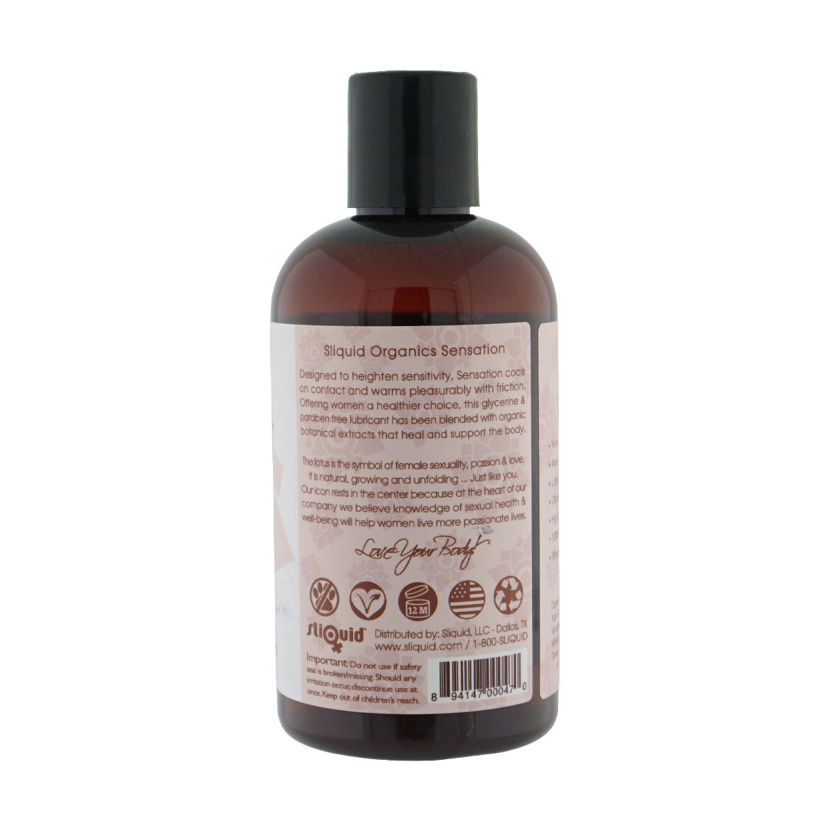 Sliquid Organics Sensation - Stimulating Lubricant - 8.5 Fl. Oz. - Aloe Based - Vegan Friendly