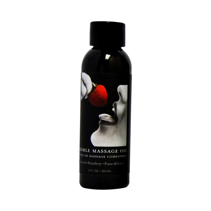 Earthly Body Edible Massage Oil Gift Set – Strawberry, Watermelon, Vanilla – 2 Fl. Oz Bottles