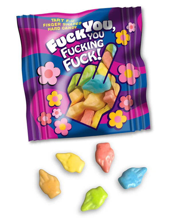 Little Genie "Fuck You, You Fucking Fuck!" Candy - Mini Packs with Middle Finger Candies - 100 pcs