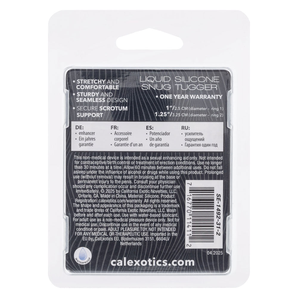 CalExotics Alpha Liquid Silicone Snug Tugger - Black - Waterproof Scrotum Support