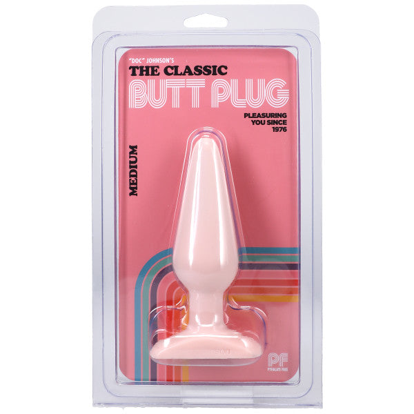 Doc Johnson Classic Butt Plug Smooth - Medium - Tapered Design - White
