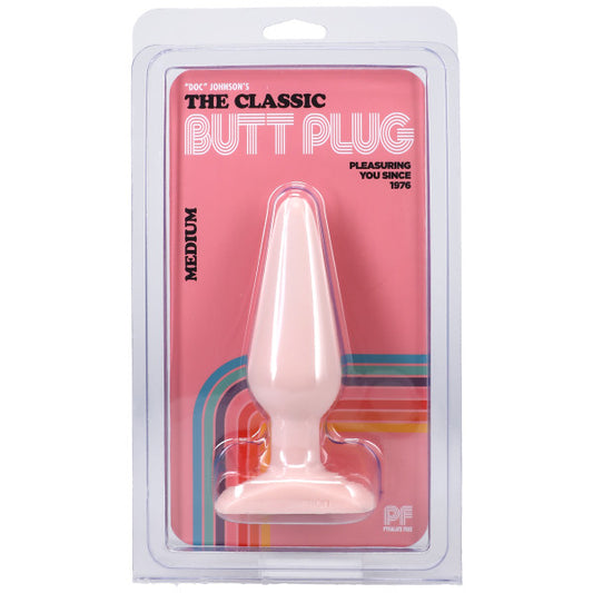 Doc Johnson Classic Butt Plug Smooth - Medium - Tapered Design - White