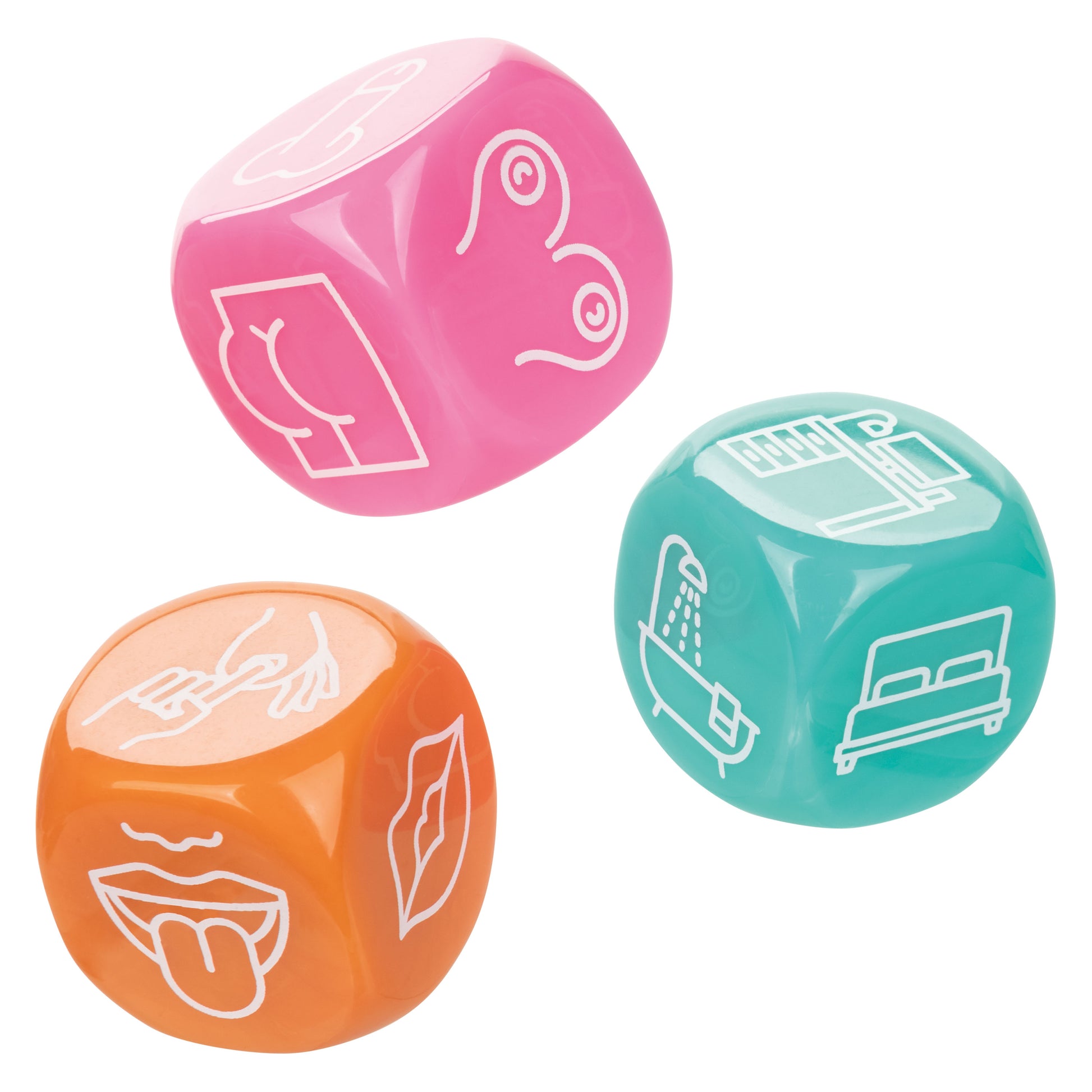 CalExotics Naughty Bits Roll With It Icon-Based Sex Dice Game – Multi-Color