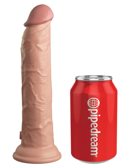 King Cock Elite 9 Inch Vibrating Silicone Dual Density Cock With Remote - Light