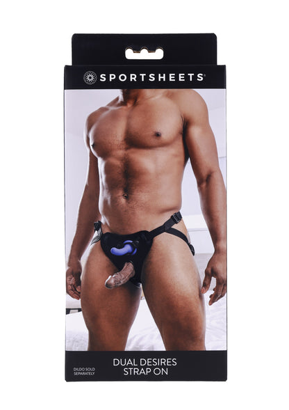 Sportsheets Dual Desires Strap On - Black - Dual Penetration Harness