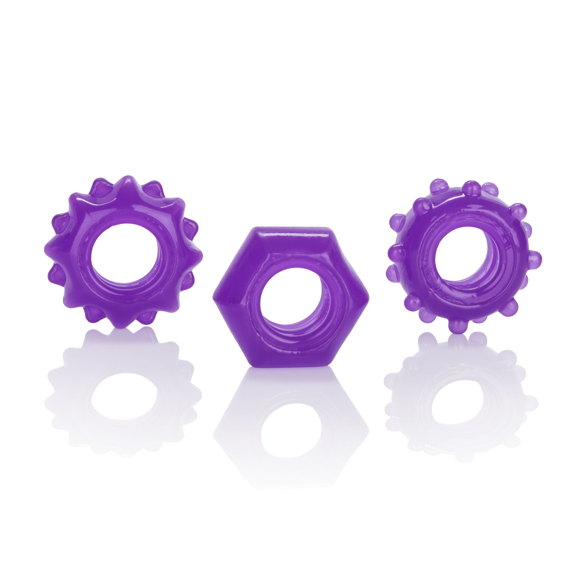 CalExotics Reversible Ring Set - Purple - 3-Ring Support Set