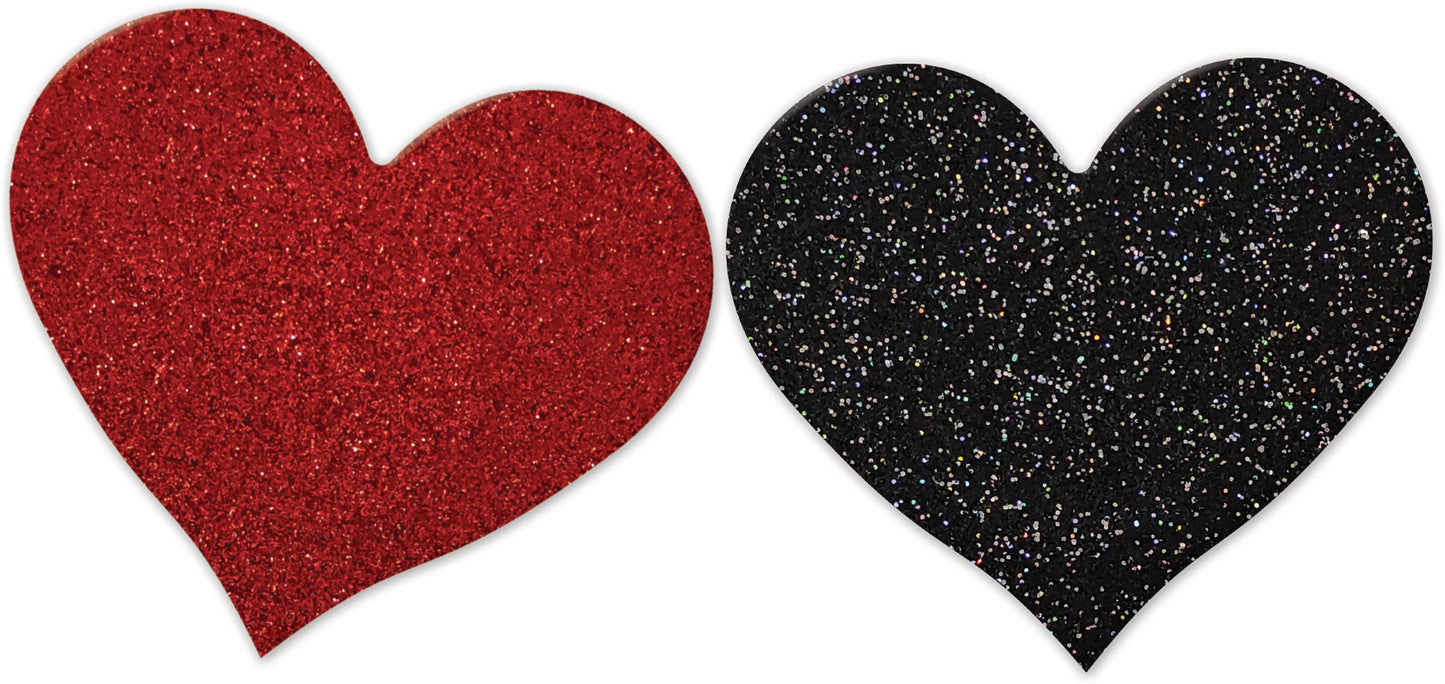 Nipplicious Heart Shape Pasties - Glitter - Red and Black