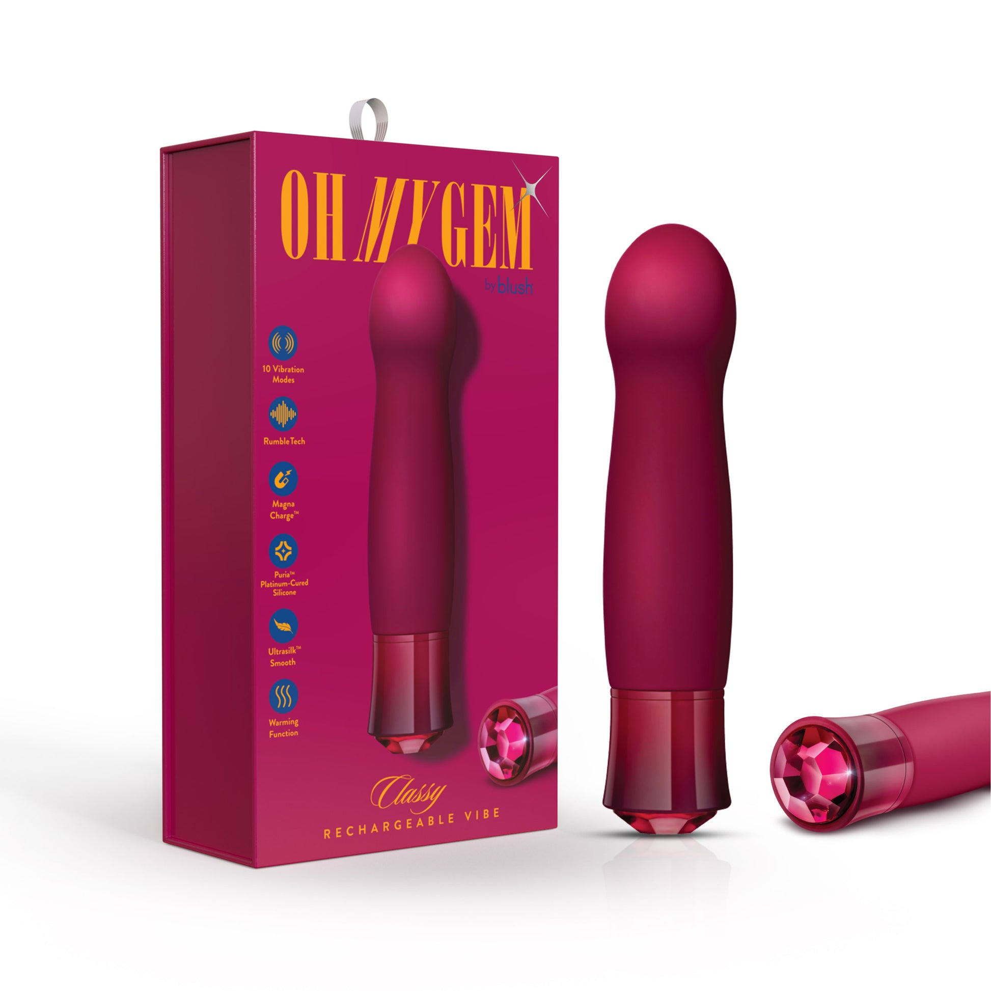 Oh My Gem Classy Garnet Vibrator with 10 Vibrating Functions - Fuchsia