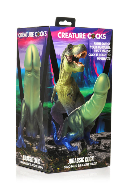 XR Brands Jurassic Cock Dinosaur Silicone Dildo – Green/Blue