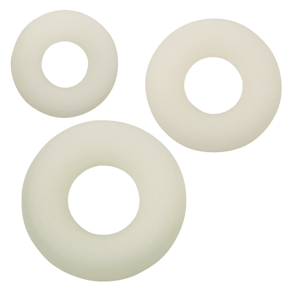 Alpha Glow-in-the-Dark Liquid Silicone 3 Ring Set – White
